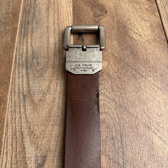 Fossil Leather Dress Belt Men's Size 40 Black US Fields Engraved Buckle 6277‎ - Picture 2 of 8